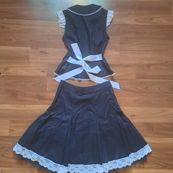 Rare Vintage Lip Service matching set  Maid Goth Lolita Black White costume set - Picture 4 of 16